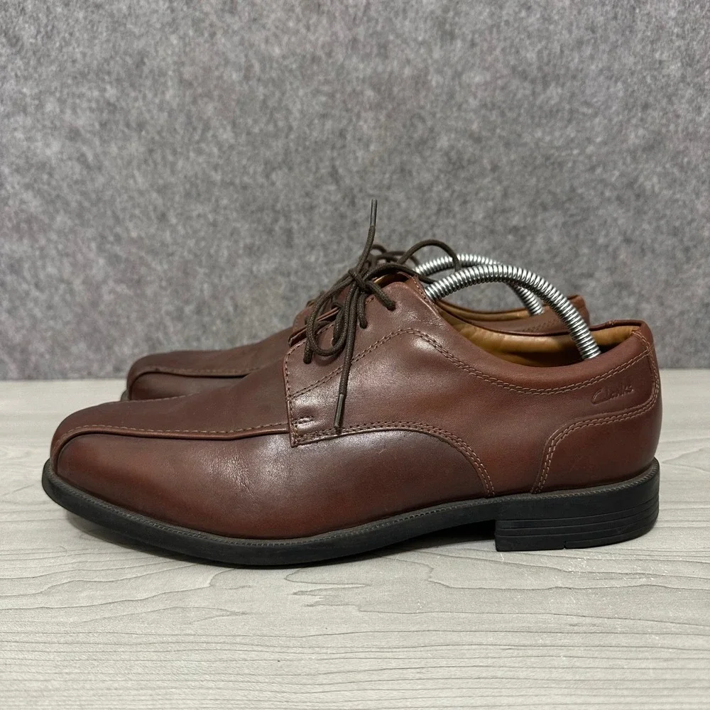Clarks Tilden Walk Oxford Brown Leather Lace Up Mens Dress Shoes 9.5‎